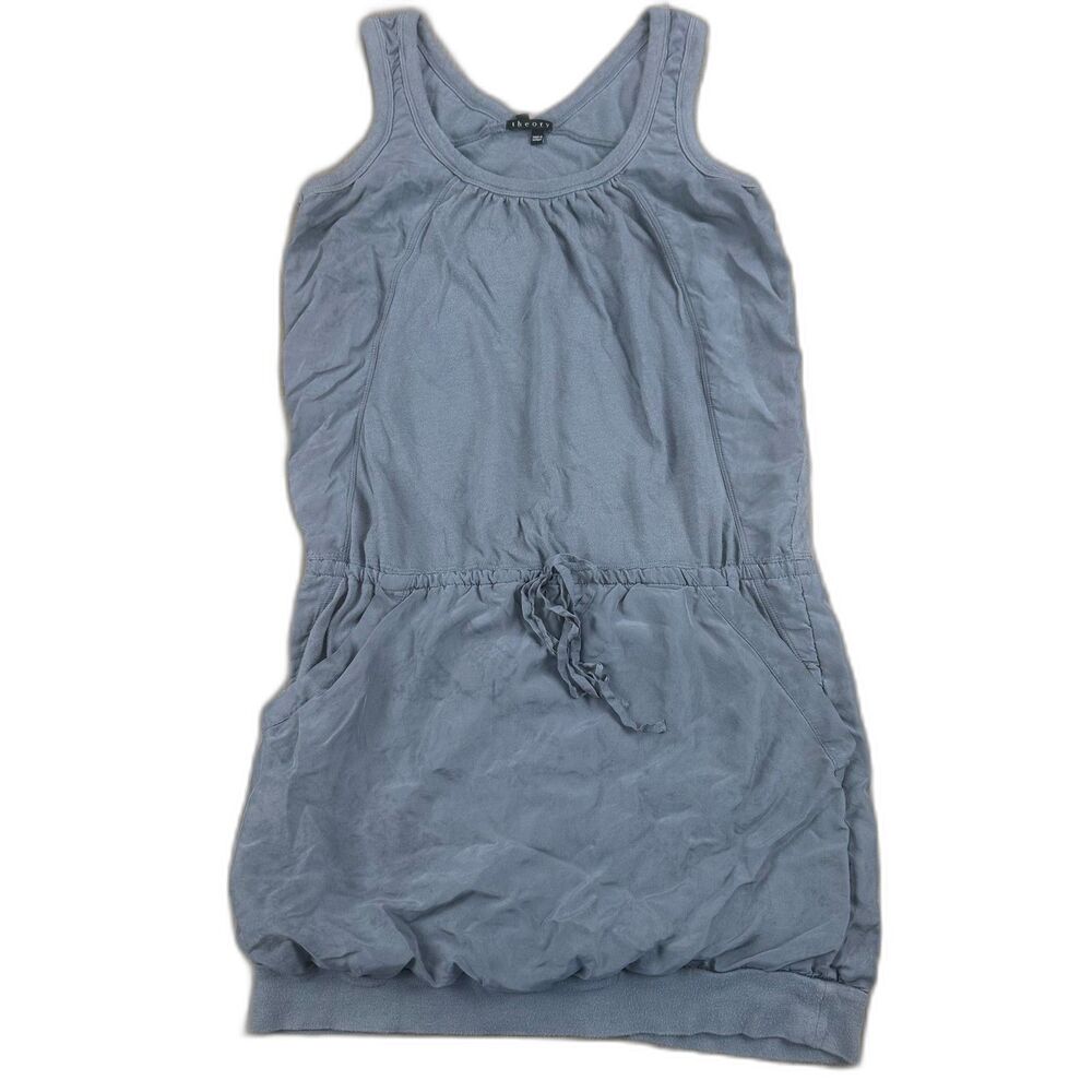Theory Gray Mini Tank Top Dress Casual Lightweight Silk Cotton
